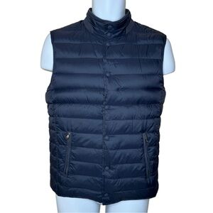 Hackett London Men’s Reversible Down Vest XS Puffer Snap Navy Blue Gray